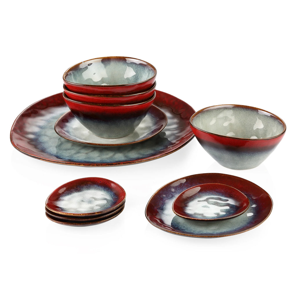 Vancasso Starry Red 11/22/33-elementowy ceramiczny zestaw obiadowy