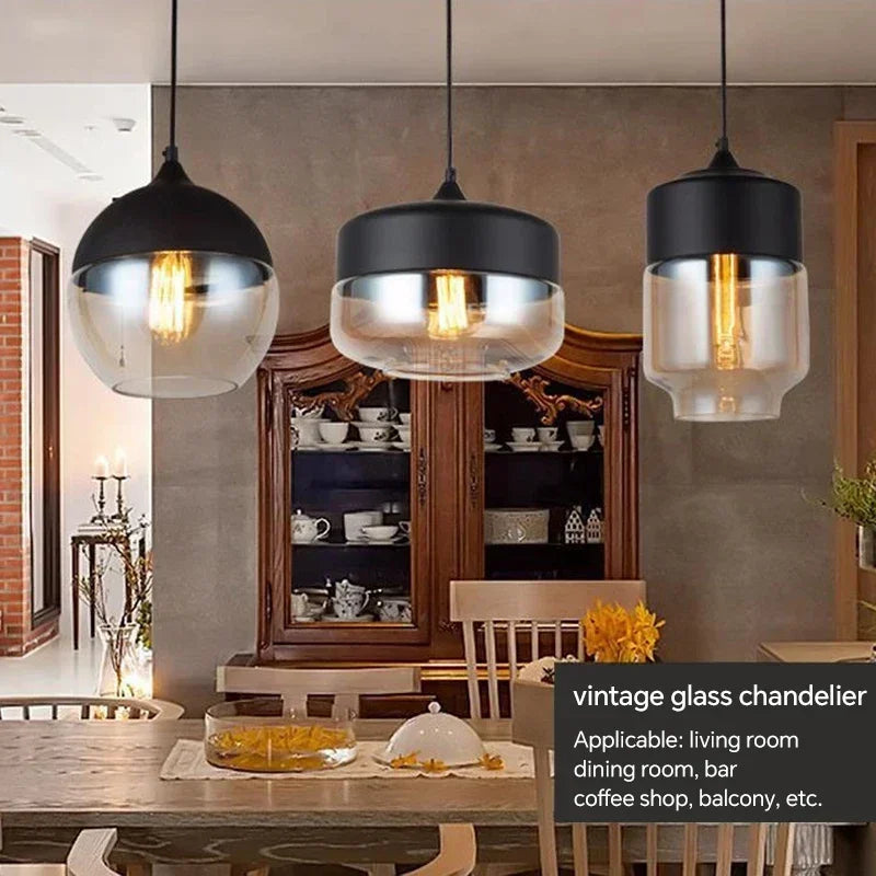 Skandynawska lampa wisząca LED – szkło i drewno WARIANTY