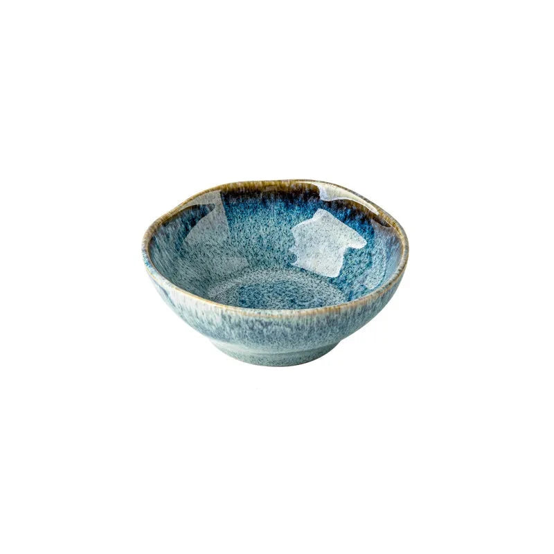 Niebieskie naczynia zastawy ceramicznej z reaktywną glazurą DUŻY WYBÓR