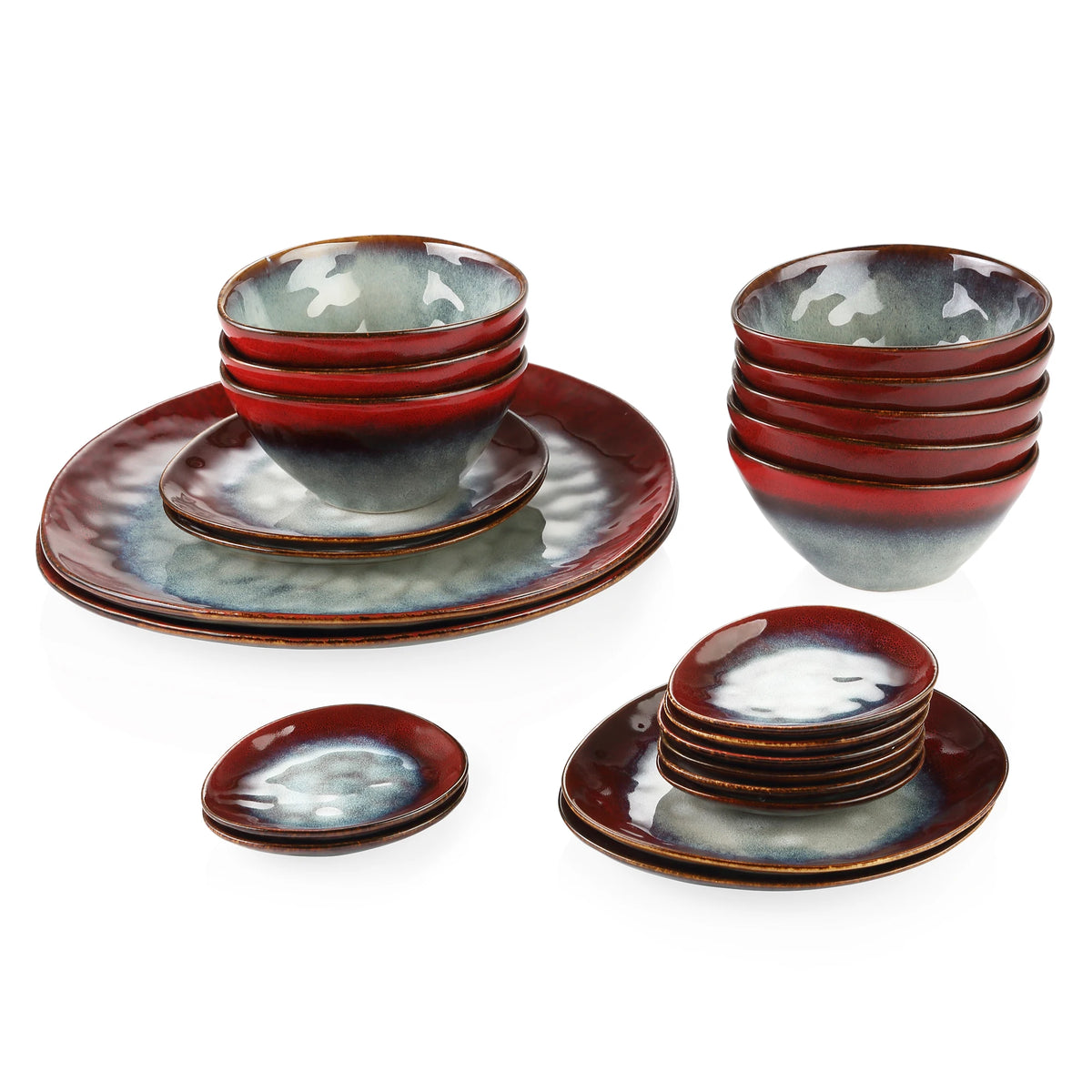 Vancasso Starry Red 11/22/33-elementowy ceramiczny zestaw obiadowy