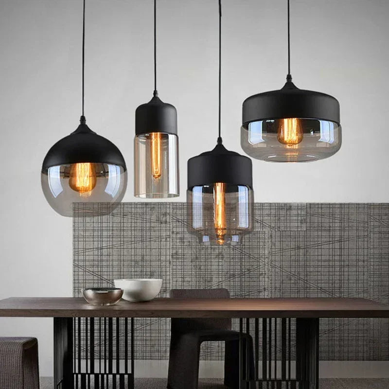 Skandynawska lampa wisząca LED – szkło i drewno WARIANTY
