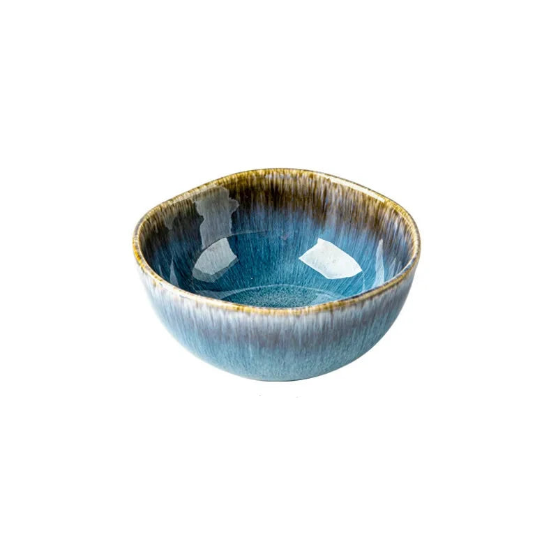Niebieskie naczynia zastawy ceramicznej z reaktywną glazurą DUŻY WYBÓR