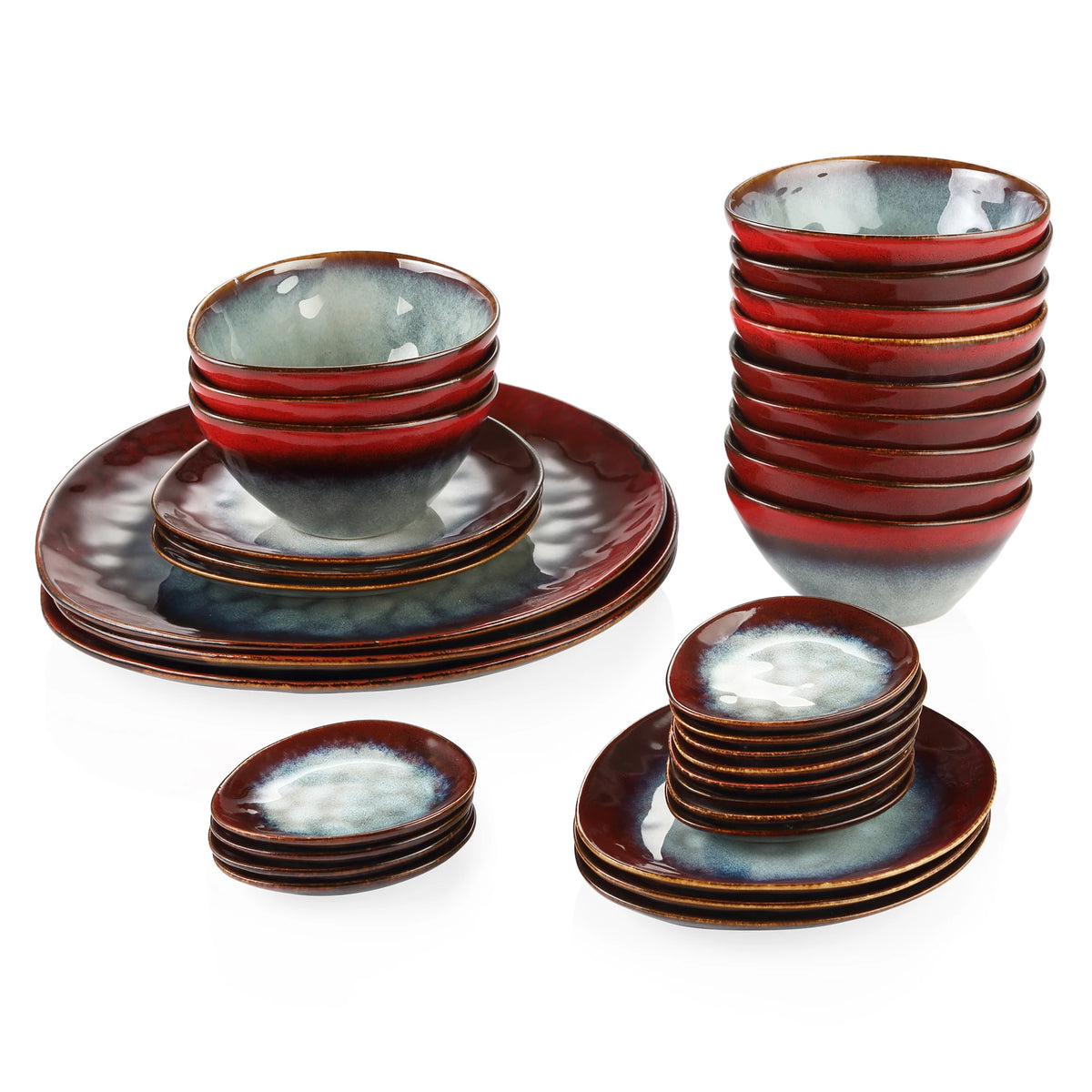 Vancasso Starry Red 11/22/33-elementowy ceramiczny zestaw obiadowy